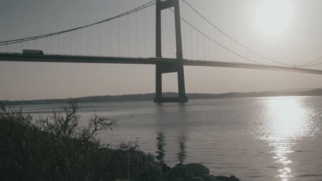 sunset view of lillebælt in middelfart, denmark