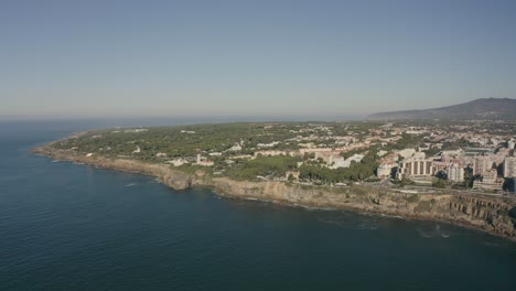 amazing sky view moving around about small town in cascais