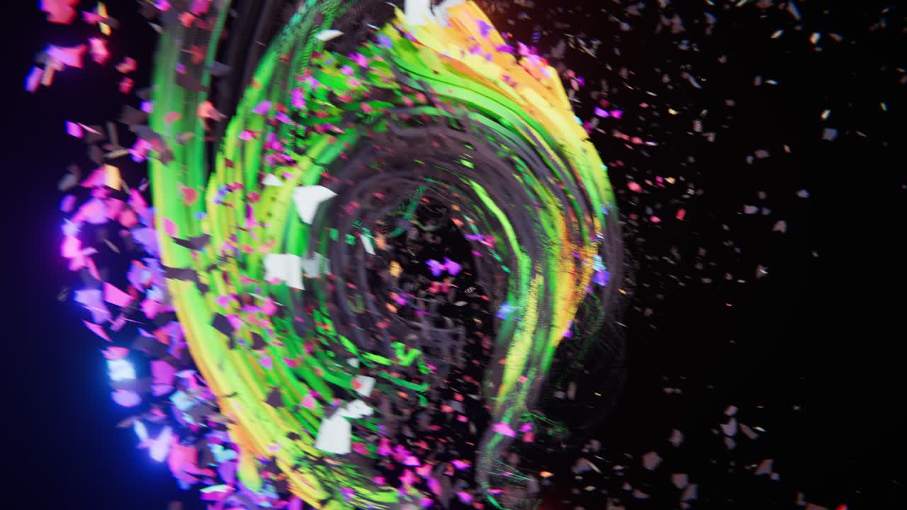 검은 배경으로 춤추는 입자 줌