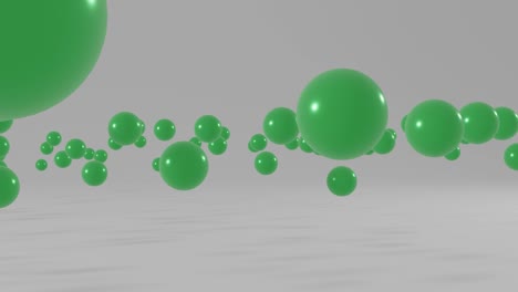 green balls floating on a white background. minimal motion graphic seamless loop animation