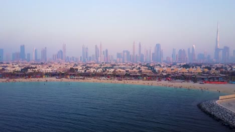 dubai skyline and beach view