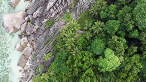 aerial view of anse source d’argent, la digue, seychelles