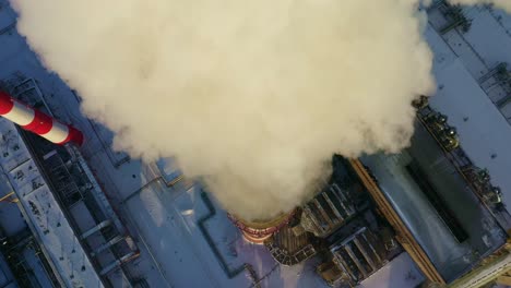 aerial view of power plant in winter