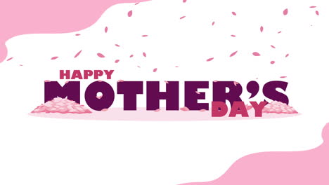 happy mothers day lettering with pink flowers petals