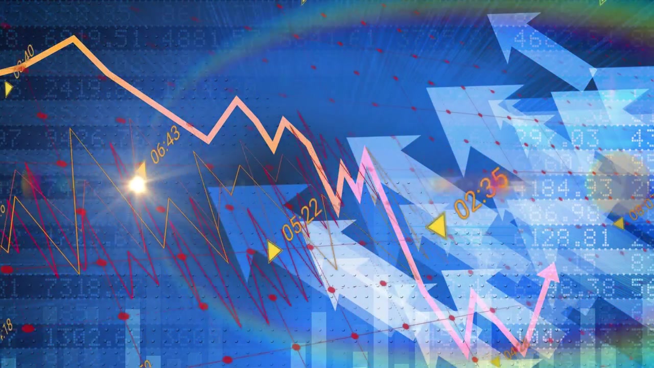 株価チャートと矢印による金融市場データ可視化
