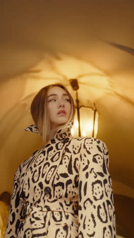 woman in leopard print coat