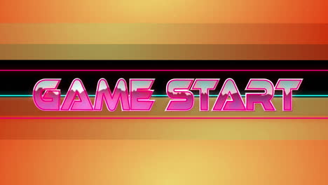 animation of game start text over orange geometrical shapes on dark background