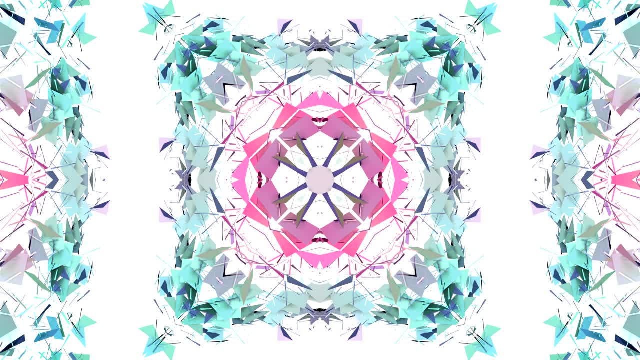 Abstract simple 3D background in red turquoise gradient color, low poly style as modern geometric background or mathematical environment with kaleidoscopic effect. 4K UHD or FullHD seamless loop. V3