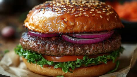 close-up of a burger