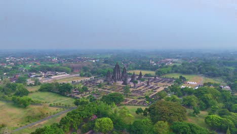 aerial shot of candi prambanan, central java