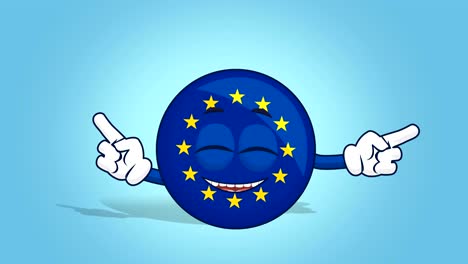 cartoon european union icon flag dance with face animation