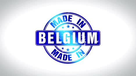 made in belgium word 3d animated wooden stamp animation