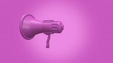 pink bullhorn rotating close-up on a bright background. 3d animation rendering