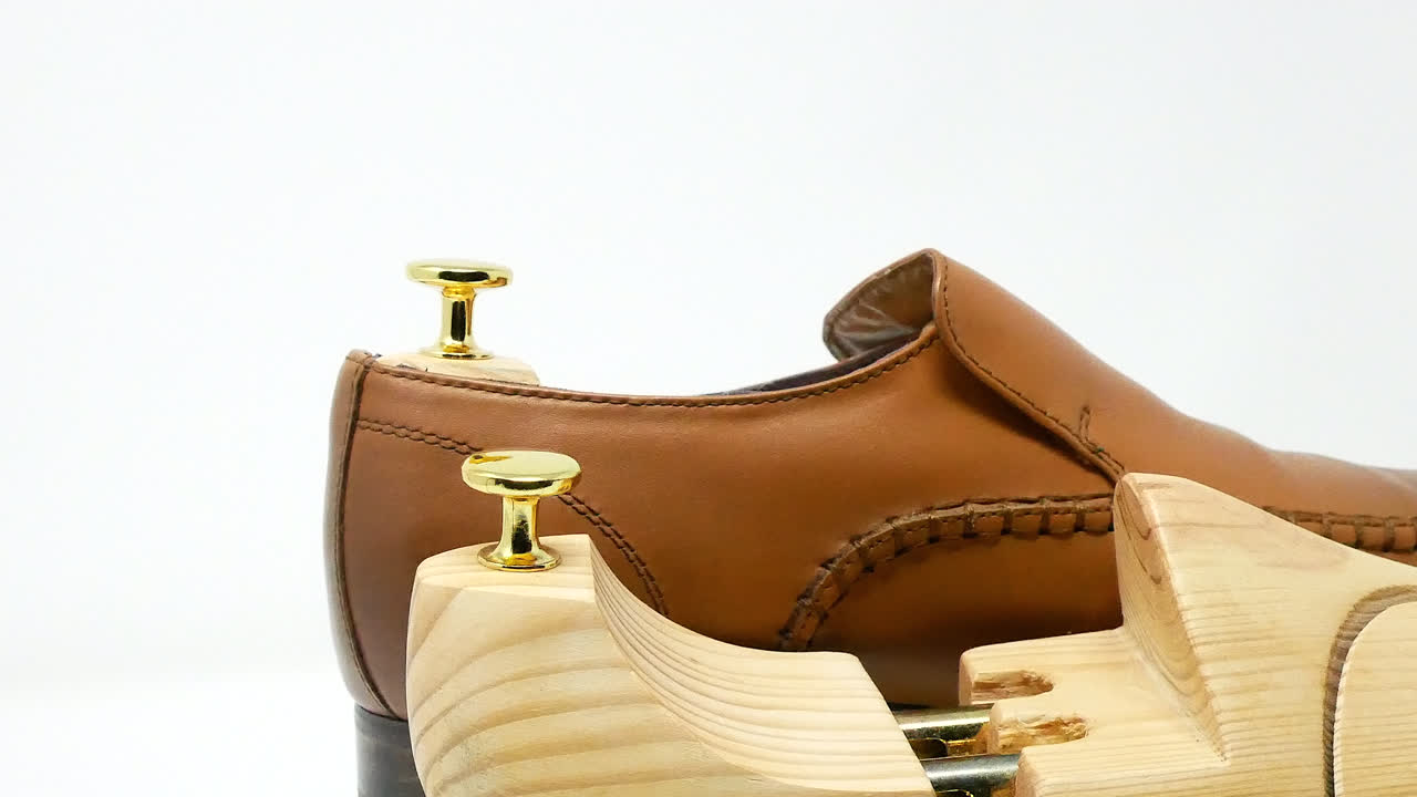Wooden Shoe Tree, Leather Shoe With Shoe Tree Inside