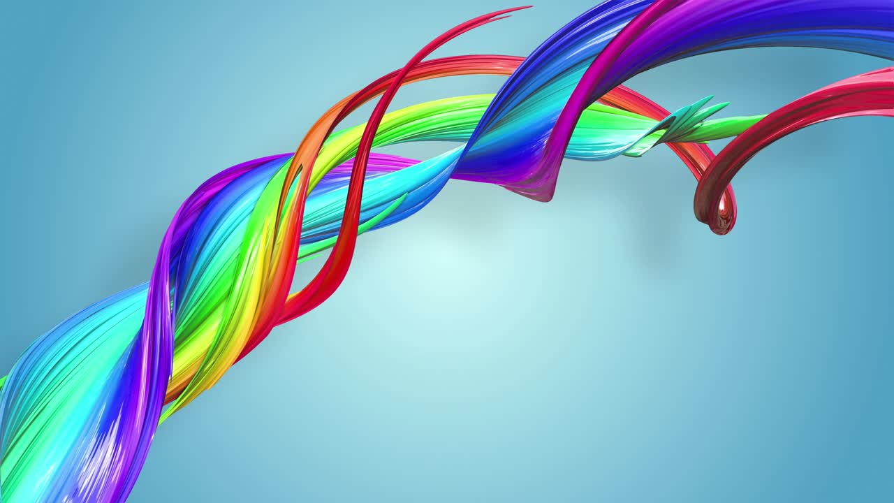 Abstract seamless background with multicolored ribbons. Rainbow stripes are moving in a circle and twisting. 53