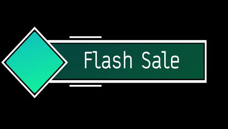 texto de venta de flash blanco y verde que aparece contra una pantalla negra