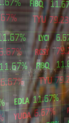 animación del procesamiento de datos financieros y el mercado de valores en un almacén vacío