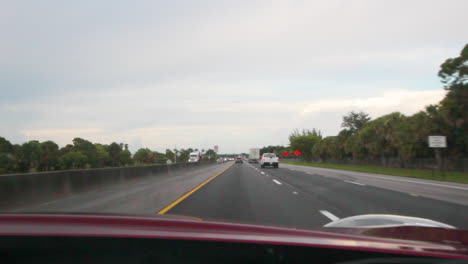 driving fast on a highway.
