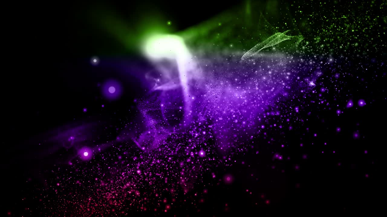 animación futurista con colorido objeto de onda y partículas de brillo en cámara lenta, 4096x2304 bucle 4k
