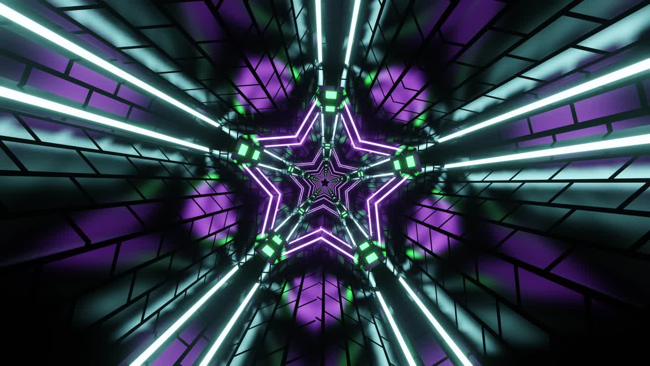 túnel de estrellas relucientes de neón. animación de bucle vj para conciertos y vacaciones, videos musicales y espectáculos.