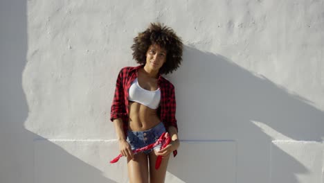 sexy african american girl with afro haircut