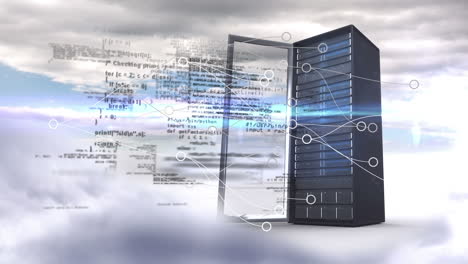 animation of data processing over server and clouds