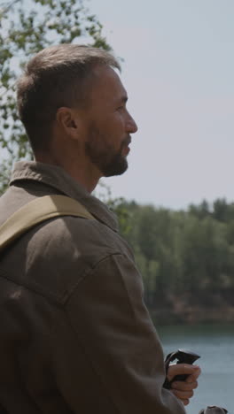 man looking at nature