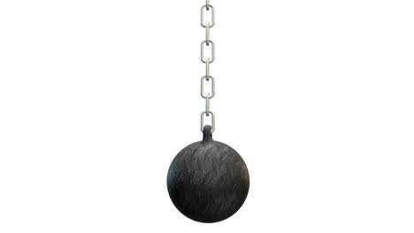 wrecking ball. demolition sphere hanging on chains. 3d render video.