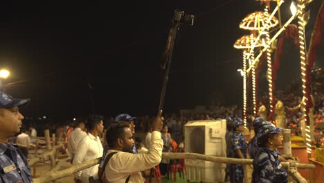 a youtuber covering political event, lok sabha election campaign rally at assi ghat night