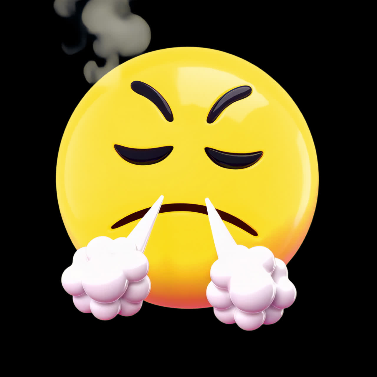 Angry emoji with steam animation isolated asset, transparent 4K video, alpha channel, ProRes 4444