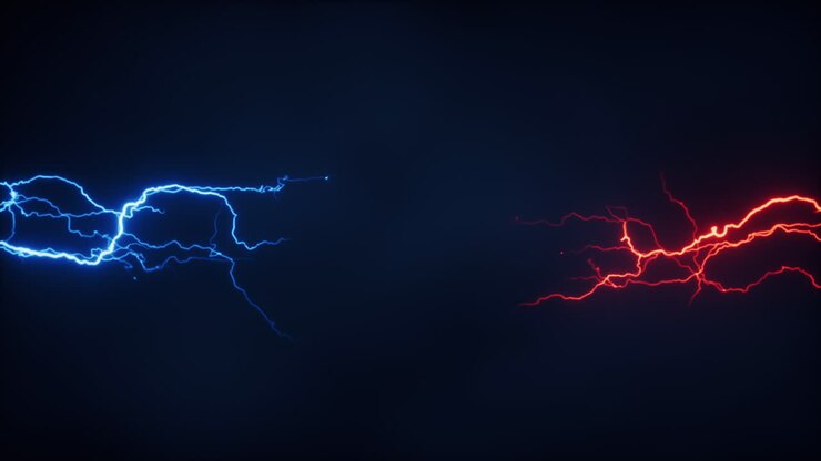 Fulmine con sfondo scuro, rendering 3D