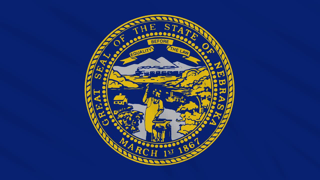 la bandera de nebraska flota en el viento, bucle para el fondo