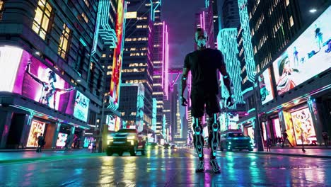 la escena nocturna de la ciudad cyberpunk