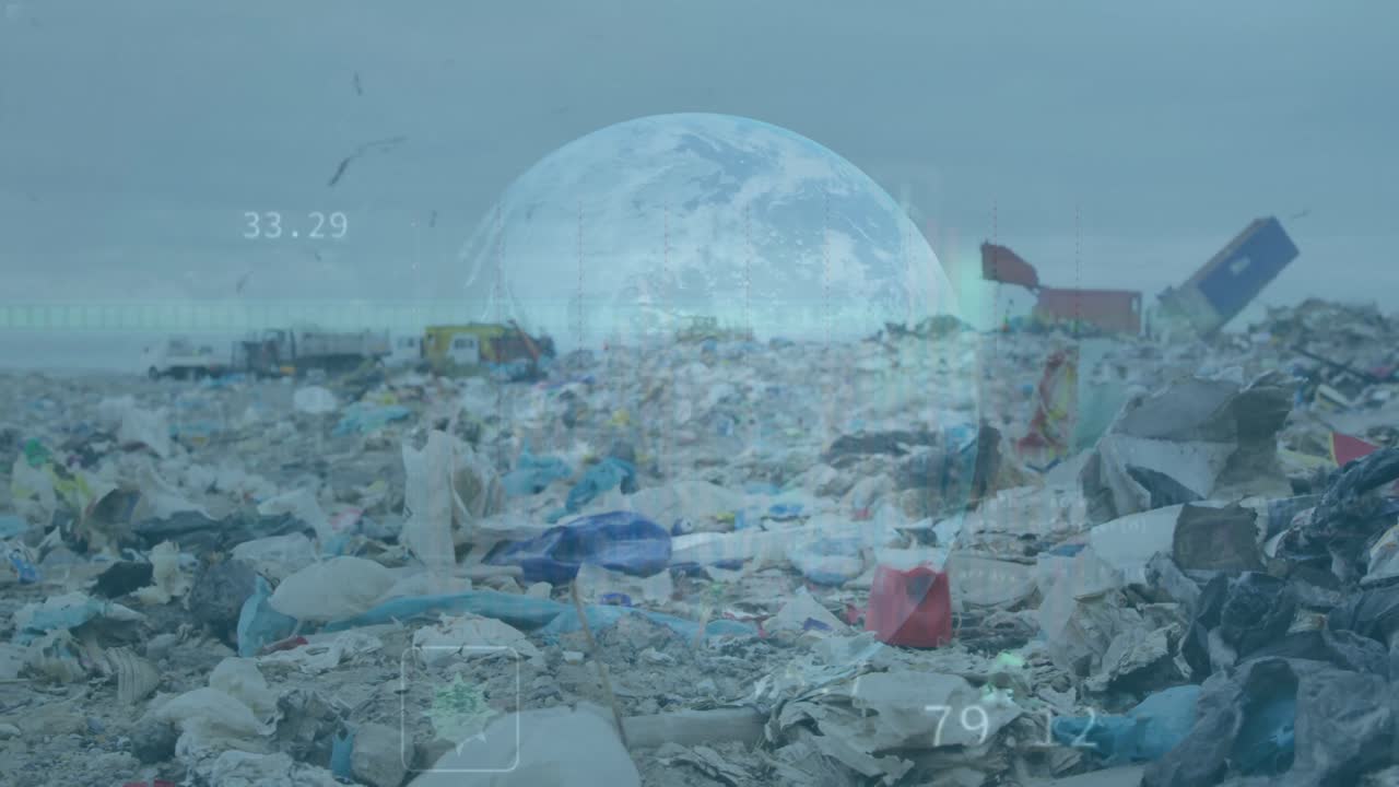 animación del procesamiento de datos sobre el vertedero de basura