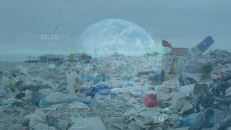 animación del procesamiento de datos sobre el vertedero de basura