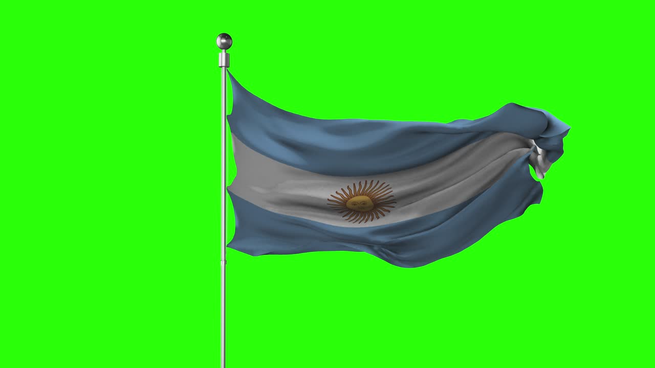 bandera nacional argentina ondeando en la pantalla verde. animación de clave de croma. ilustración de la política argentina