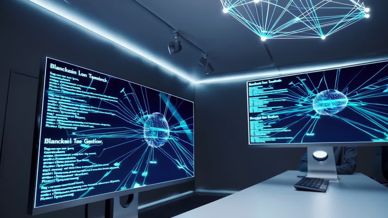 Blockchain Team Meeting in a Modern Office