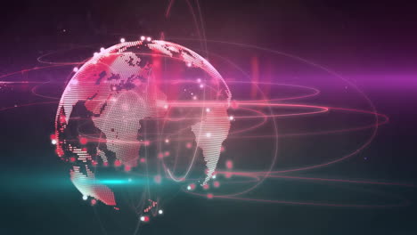 animating digital globe with glowing pink and teal lines for global connectivity