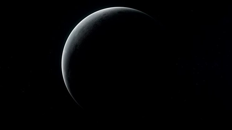 Realistic moon planet Earth satellite rotating in deep space. Seamless loop digital background. 3d animation.