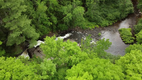 Aerial-view-of-water-flowing-down-through-a