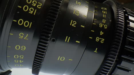 Prime photography lens with macro video close up moving in a circle.