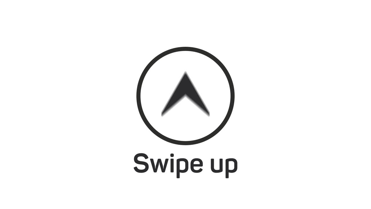 Social media swipe up arrows motion graphics animation. Alpha channel without background. Swipe up animation footage.