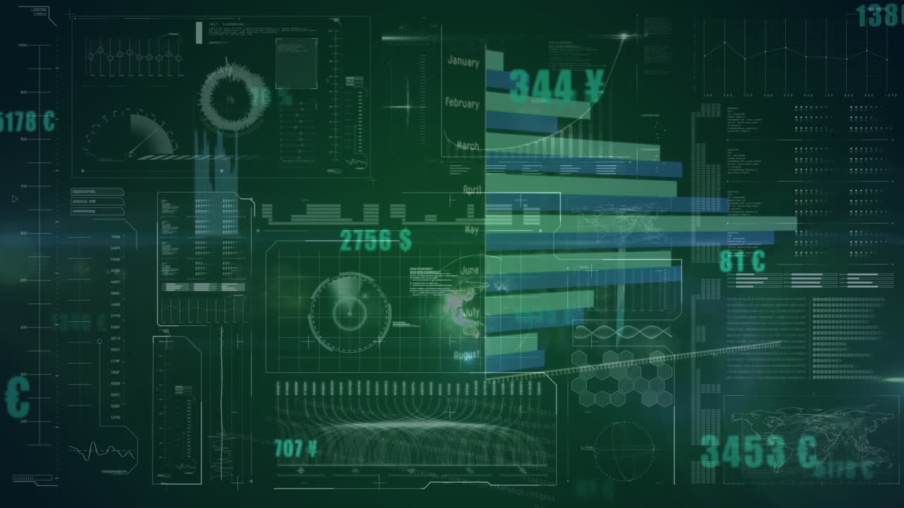 Animation of financial data processing and statistics