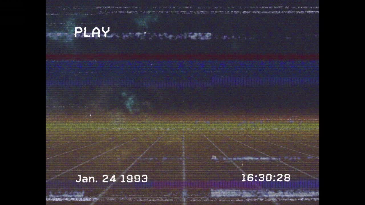 animación de interferencia de fallo sobre líneas de neón sobre fondo negro