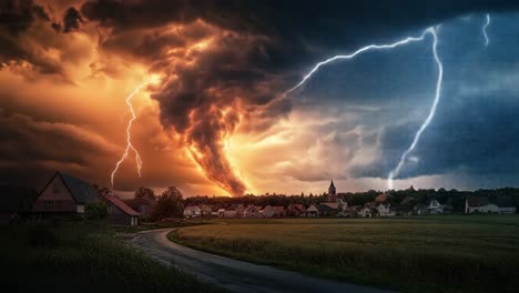 Stormy Night Over a Village