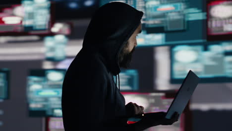 professional spy compromising cyber security through malware and viruses
