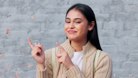 Happy,-mock-up-and-woman-pointing-to-mockup-space