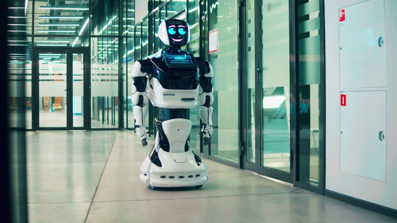 Servant bot moving along the building