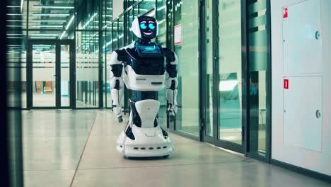 servant bot moving along the building