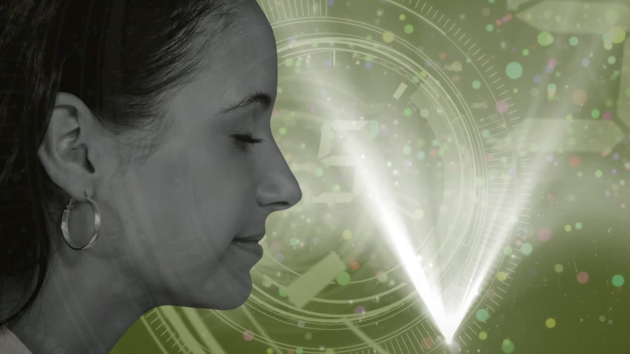 animación de escaneo de alcance y procesamiento de datos sobre la mujer